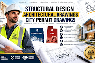 structural design, architectural drawing, city permit in south dakota, utah