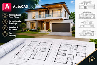 create detailed architectural floor plans, permit ready house plan using autocad