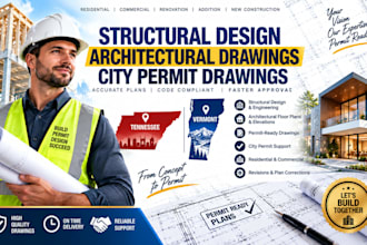 structural design, architectural drawing, city permit in tennessee, vermont