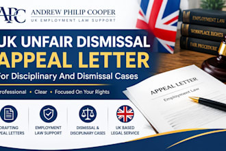 prepare a UK unfair dismissal appeal letter for disciplinary and dismissal cases