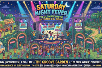 design cartoon party, event, concert poster