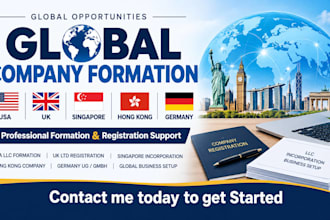 register USA llc, UK, singapore, hong kong and germany company