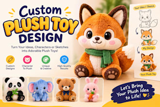 design a custom plush toy, plushie, or stuffed animal