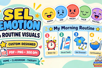 create kids emotion cards visual schedule and routine chart for sel and teachers