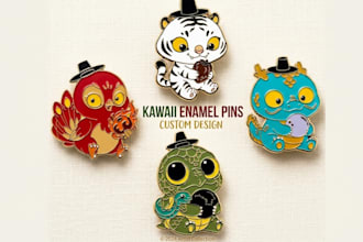 design custom enamel pins, kawaii lapel pins and vector badges