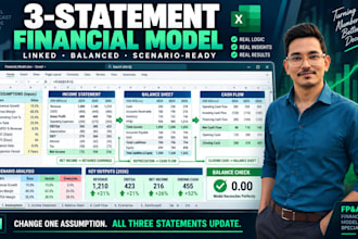 build a 3 statement financial model and forecast in excel with scenarios