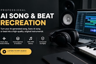 make, remake or recreate ai song, suno ai song or ai beat with commercial use