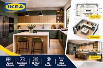 transform your ikea kitchen with smart cabinets layout floor plan and 3d render