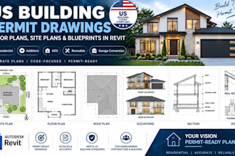 create US building permit drawings, floor plans and site plans in revit
