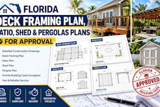 design florida deck framing plan, patio, shed and pergolas plans for approval