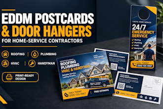 design roofing, plumbing, hvac, and handyman eddm postcards and door hangers