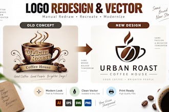redraw, vectorize, redesign, convert logo or image to vector by manual tracing
