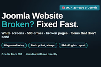 fix any joomla website error bug or broken page