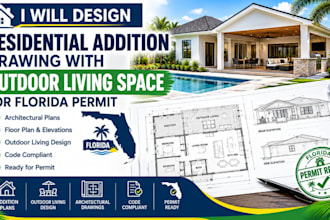 design residential addition drawing with outdoor living space for florida permit