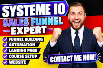 design systeme io sales funnel, automation and website landing page expert
