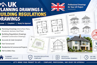 create UK planning drawings and building regulations drawings
