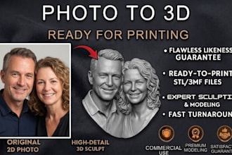 sculpt realistic 3d head bust models from photos  in zbrush for printing