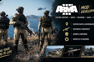 create custom reforger arma3 mods, 3d map, weapon, armor, immersive environments