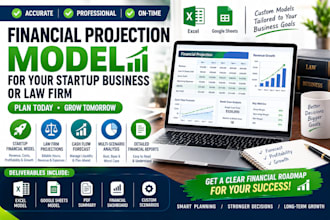 create financial projection model for your startup business, law firm