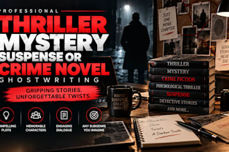 ghostwrite a thriller, mystery, suspense, crime or psychological fiction novel