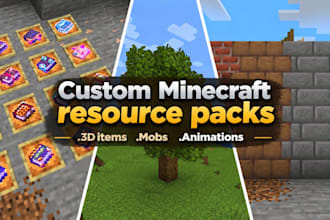 create custom minecraft resource packs, 3d items, mobs, animations and textures