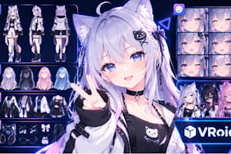 create a 3d vroid vtuber model with custom face, hair and clothing