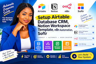 build airtable CRM, notion workspace, n8n automation, software, business system