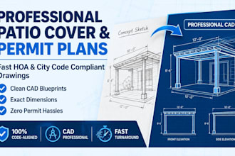 draw wood patio cover awning plans, permit drawings and hoa approval
