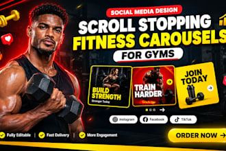 design scroll stopping fitness social media content carousels and posts for gyms
