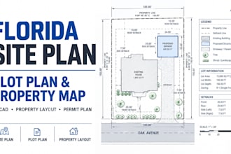 draw florida site plan, plot plan and property layout , permits