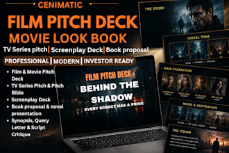 design a cinematic film pitch deck movie lookbook screenplay deck