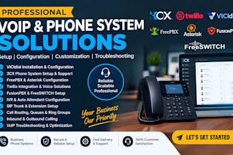 setup vicidial, twilio, freepbx, 3cx, voip, asterisk, fusionpbx, phone system