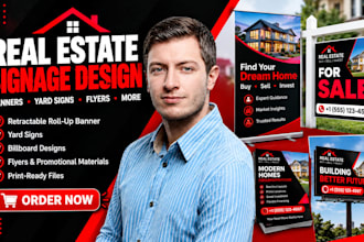 design retractable banner rollup billboard real estate signage banner flyer yard