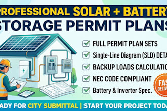 design solar battery storage permit plans with backup loads and sld details