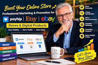 do payhip store marketing etsy shop promotion, ebay promotion digital product