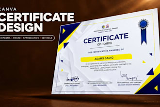 do canva diploma design editable certificate award appreciation award design