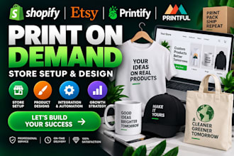setup shopify print on demand shopify pod store etsy pod store printful printify