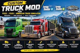 create fs22 custom truck mod, farming simulator, fs25, american truck simulator