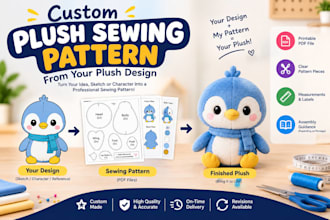 create a custom plush sewing pattern from your plush design