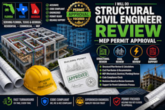 do structural engineering, review, florida, texas, georgia mep permit approve