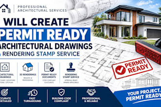create permit ready architectural drawings and rendering stamp service