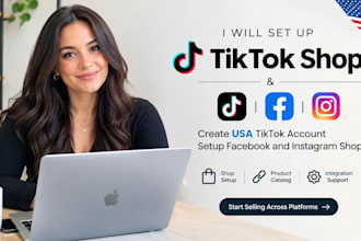 set up tiktok shop create USA tiktok account setup  facebook and instagram shop