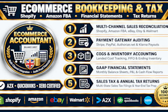 manage ecommerce bookkeeping, prepare financial statements and file tax returns