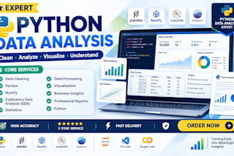 do python data analysis, machine learning, ai, etl, nlp and data visualization