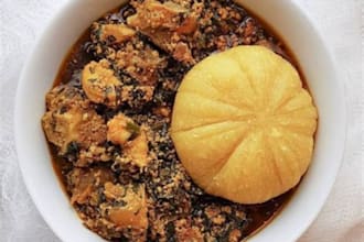 make eba with egusi soup delicacy