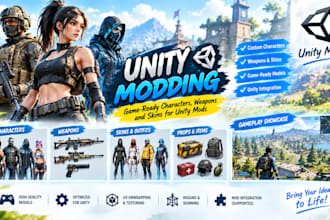 create game ready characters, weapons and skins for unity mods