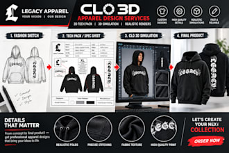 design clothing tech pack and flat sketch for manufacturer