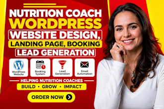 build wordpress nutrition coach website, landing page, booking, lead generation