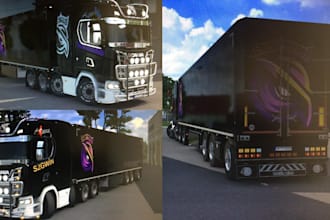 create custom 3d quality ets 2 and ats skin and trucks, ets trailer