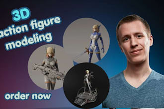 create custom 3d action figure modeling for 3d printing, toys and collectibles